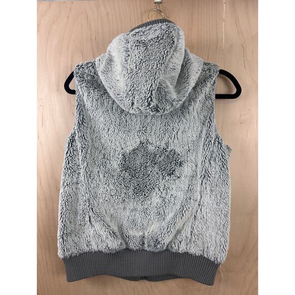 Patagonia Gray Hooded Fleece Vest Full Zip Soft Pile Women’s Medium - Picture 4 of 7